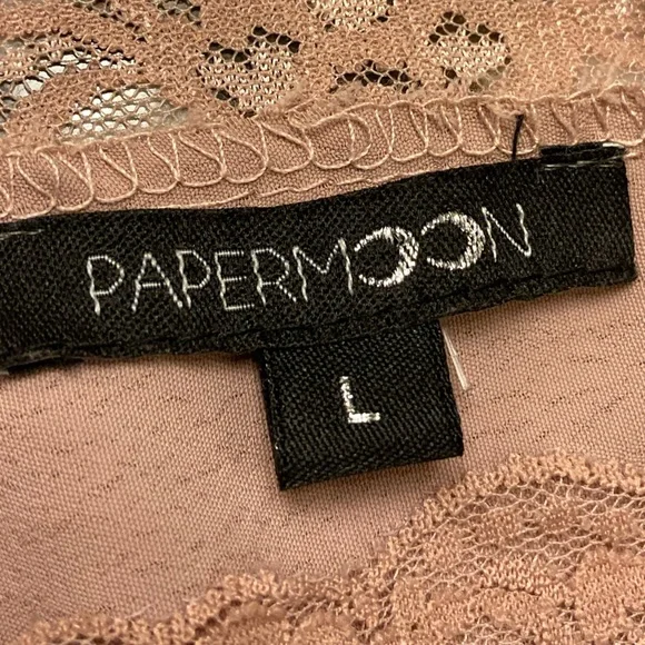 Camel Color Camisole with Lace Accents by PaperMoon - Picture 6 of 6